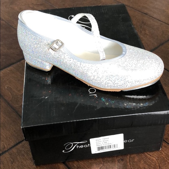 silver glitter tap shoes
